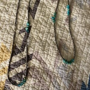 Turquoise and Silver Beaded Necklaces